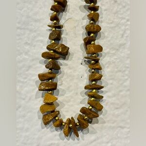 Vintage Brown and Gold Tone Beaded Necklace